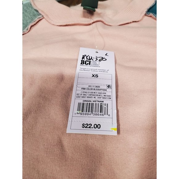 Oversized Long Sleeve Sweatshirt - Wild Fable Pink Color Block XS - Picture 4 of 6